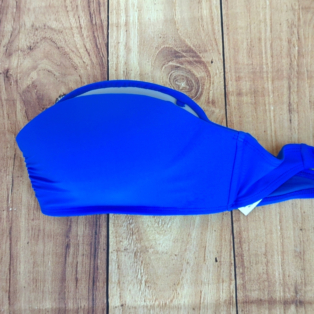 CALIFORNIA WAVES Cerulean Blue Bikini Top Back Tie Closure Molded Cups S… - Picture 3 of 6